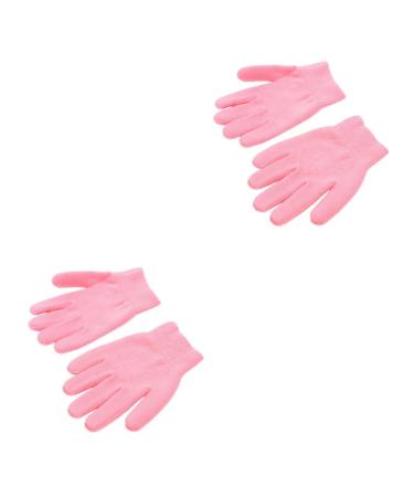 Healeved 2 Pairs Beauty Care Gloves Gauntlet Grooming Gloves Hand Softening Gloves Cracked Hands Gloves Spa Natural Gloves Dry Skin Gloves White Gel Mittens Gelt Essential Oil Pink