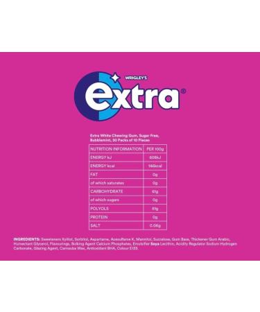 5 x packs Wrigley s Extra White Bubblemint Flavour Sugar Free Chewing Gum - Freshens Breath With Xylitol Helps with Oral Hygiene for Healthy Teeth and Gums - Buy Online on GoSupps.com