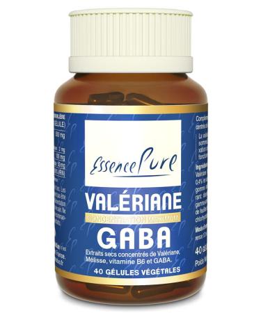 Valerian GABA Pure Essence. Natural relaxation for better sleep. Deodorized Valerian + Lemon Balm + GABA + Vitamin B6. Helps to fall asleep and maintain sleep. 40 Vegetable Capsules Api-Nature