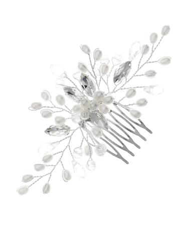 Ipetboom Bridal Pearl Comb Hair Comb for Girls Bride Hair Clip Girl Hair Clips Rhinestone Hair Comb Clip Pearl Hair Comb Pearl Hair Clips Bridal Tiara Accessories Women's Wedding Zinc Alloy
