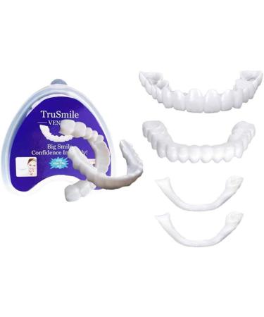 2 Pairs of Clip-on False Teeth Veneers | Cosmetic Tooth Covers for Men & Women | Teeth Whitening Solution for Bad Teeth - Buy Online on GoSupps.com