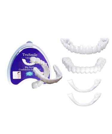 2 Pairs Fake Teeth Top and Bottom Smile Teeth Veneers Comfort Instant Cosmetic Veneers Teeth Top and Bottom for Men Women Teeth Whitening Cover Bad Teeth