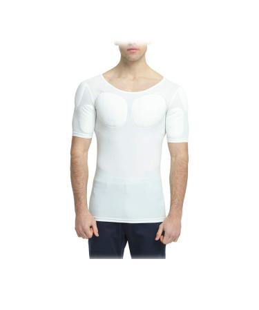 Ypnrd Men Fake Muscle Cotton Soft Shoulders Simulation Realistic Invisible Pads Removable Muscle Shirt S White