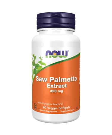 Now Foods, Saw Palmetto Extract (Dwarf Palm Extract), 320mg, with Pumpkin Seed Oil, 90 Vegan, Soy Free, Gluten Free, Non-GMO