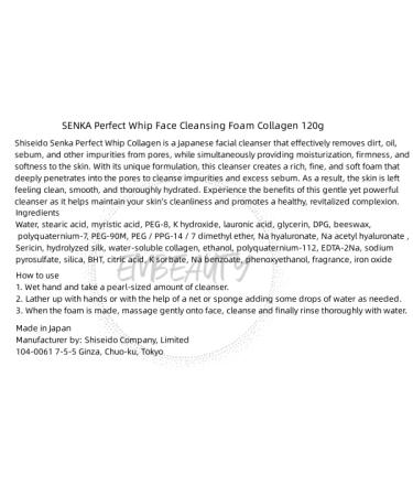 Buy EMBEAUTY SENKA Perfect Whip Collagen Facial Wash 120g - International Shipping Available - Buy Online on GoSupps.com