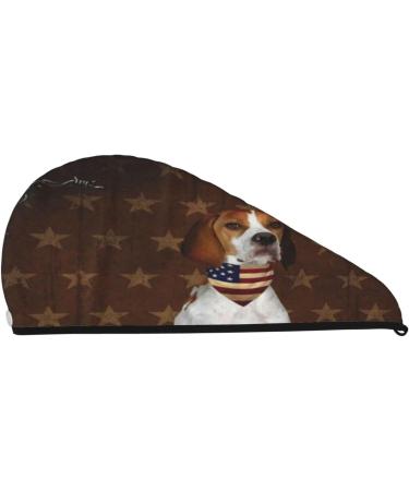 English Pointer Dog Vintage American Flag Microfiber Hair Towel - Soft Absorbent & Fast Drying Hair Wrap for Women & Girls - Buy Online on GoSupps.com