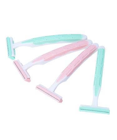 MUSISALY 4 Pieces Women Double Body Hair Shavers with Nonslip Handle Protective Pads Durable Razors for Armpits Legs Green Pink