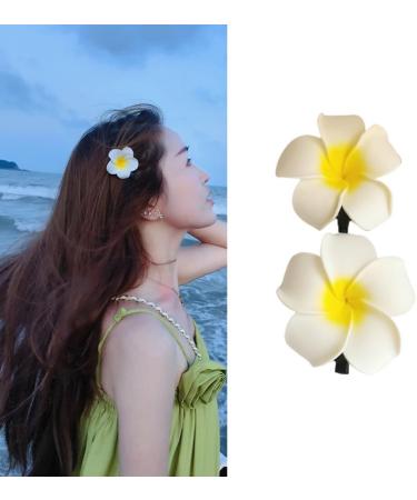 4 Pieces Plumeria Flower Clips - Hawaiian Foam Hair Clips for Bridal Wedding & Beach Decor - Buy Online on GoSupps.com
