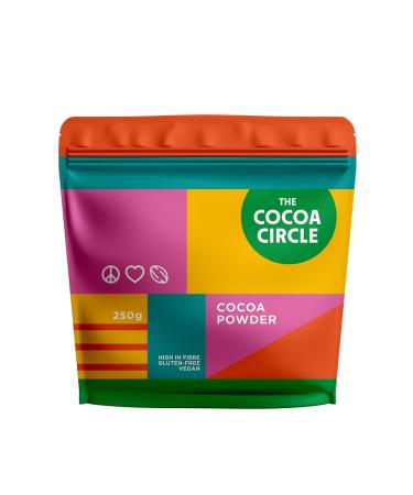 The Cocoa Circle 100% Pure Cocoa Powder - 250g | High Quality Unsweetened Cocoa for Baking Desserts & Hot Chocolate | Rich i