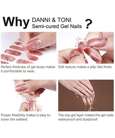 DANNI & TONI Semi Cured Gel Nail Polish Strips - Glitz Collection | Salon-Quality Manicure Stickers in Peach Puff with Colourful Shimmer - 28 Stickers - Buy Online on GoSupps.com