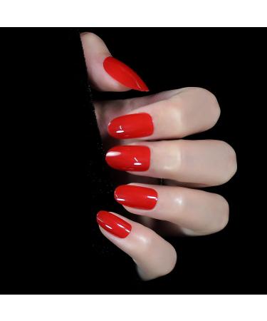 iMABC Medium Oval Glossy Blood Red Press on False Nails - Salon Quality Reusable Faux Ongles for Women & Girls - Buy Online on GoSupps.com