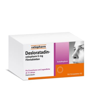 Desloratadin-ratiopharm 5 mg film-coated tablets: fast and long-lasting help with typical allergenic scraps such as hay fever allergic allergic runny nose and hives 100 film-coated 100 pieces (1 Pack)