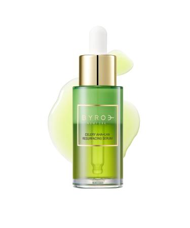 Byroe Exfoliating AHA Serum | Gentle Celery Serum for Resurfacing and Acne Prone Skin | Clarifying Pore Minimizer with Vitamin 12 Complex and LHA from Salicylic Acid | Vegan 30 ML