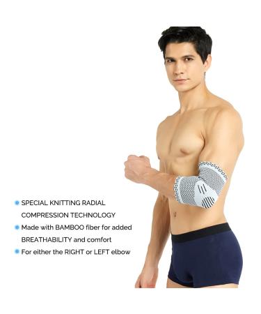 Neotech Care Elbow Support Sleeve - Bamboo Fiber 3D Weaving Knitted Fabric - Elastic & Breathable - For Golf Tennis Sports - Right or Left Arm - Grey Colour (Size S 1 Unit) S 1 - Buy Online on GoSupps.com
