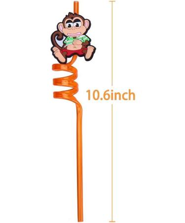 iwobi 12 Pcs Animal Curly Straws Reusable Plastic Curly Novelty Straws for Kids Birthday Party - Buy Online on GoSupps.com