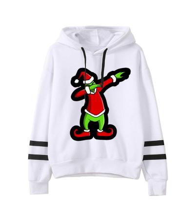 Bigfanshu Woman Code Christmas Print Hooded Long Sleeves Sweatshirt Pullover Tops Shirt