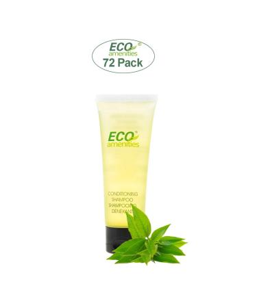Eco Amenities Travel Size Conditioning Shampoo - 72 Pack 1 oz Tubes with Flip Caps, Green Tea Scent - Bulk Case of Mini 2-in-1 Shampoo & Conditioner for Hair Care - Buy Online on GoSupps.com