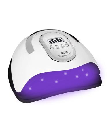 Timpou 280W Super Power Nail Lamp Professional Fast Drying Nail Lamp LED+UV Dual Light Source Lamp Beads 66 Lamp Beads with Induction Start and Autonomous Button Timing Function