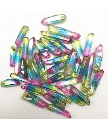 30-60mm Red Green Yellow Titanium Aura Lemurian Crystal Wand Point Crystal Natural Stones and Crystals Stone Mineral Specimen