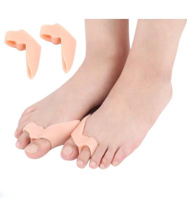 HAOSEM Toe Spreader Toe Separator for Bunion Relief with Gel Toe Protector Foot Care Tool 2 Pack Beige