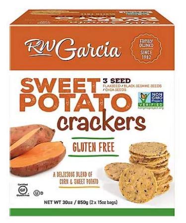 RW Garcia 3 Seed Sweet Potato Crackers - 2 x 15 oz Bags