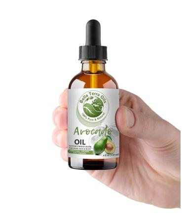 Organic Cold-Pressed Avocado Oil 4oz - 100% Pure & Unrefined - Natural Moisturizer for Hair, Face, Body, Nails, Stretch Marks - Rich in Antioxidants and Fatty Acids - Buy Online on GoSupps.com