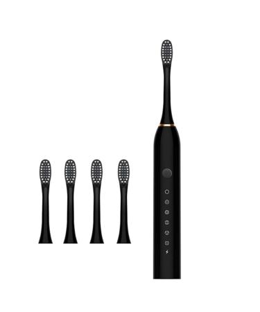 Buy Waterproof Electric Toothbrush - 6 Speeds USB Rechargeable 4 Brush Heads for Adults & Kids - Black - Buy Online on GoSupps.com