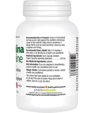 Prairie Naturals Organic Spirulina Blue Green Algae VCapsules - 180 Count - Buy Online on GoSupps.com