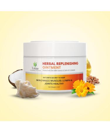 Herbal Replenishing Ointment with Shea Butter Coconut Oil Castor Oil Calendula - 4 oz
