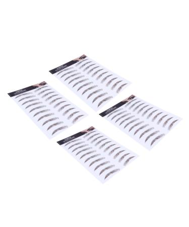 Beatifufu Hair-like Eyebrows 4pcs Eyebrow Stickers Eyebrow Shaping Template Brown Eyebrows Water Transfer Eyebrow Sticker Hair 6d