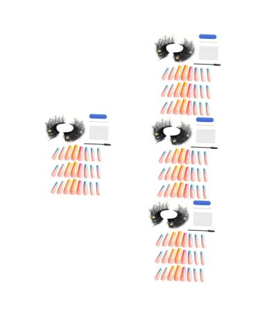 Beaupretty Fake Nails 4 Sets Eyelash Manicure Set Miss Fluffy Cosmetics False Nails