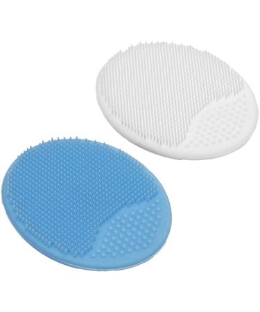 Crcyphne Exfoliating and Massaging Cradle Cap Silicon Brush Soft Baby Brush Bath Brushes for Baby Blue and White 2 Pack