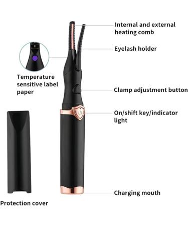 Heated Eyelash Curler Electric Rechargeable Long Lasting Lash Curler for Makeup Black Eyelash Curler for Women - Buy Online on GoSupps.com