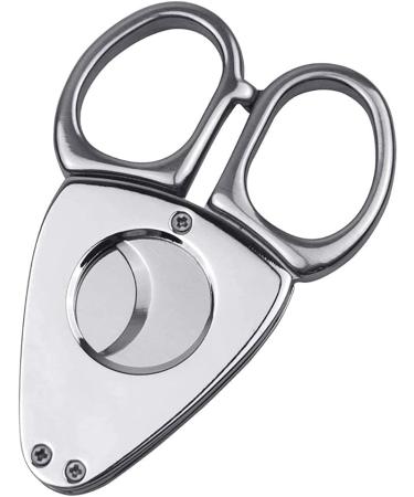 Cigar Cutter Accessories Double Edge Cigar Krupp Stainless Steel Cigar Scissors Portable Multi-Function Cigar Sharp and Smooth(Silver)