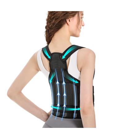 Back posture correction with spinal support correction with anti hunchback corrector (black Large) Large Black