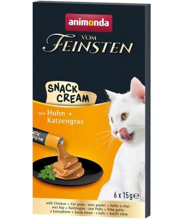 Animonda Vom Feinsten Snack-Cream Double Pack | 2x6x15g (180g) | Grain-Free Chicken & Cat Grass Treats with Taurine - Buy Online on GoSupps.com