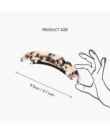 Basic Sense Large Hair Barrette Clips Hairpins for Thick Hair - French Style Tortoise & Leopard Curved Clips Rectangular Shape - Buy Online on GoSupps.com