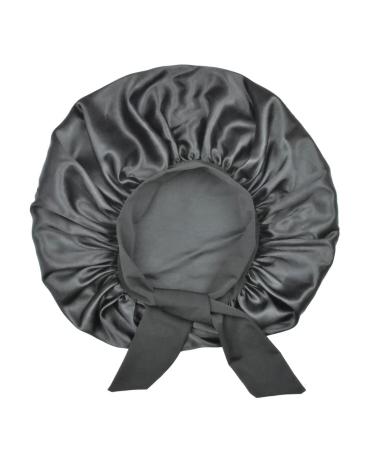 Satin Silk XL Hair Bonnet for Long Curly Hair - Black+Rose - Buy Online on GoSupps.com