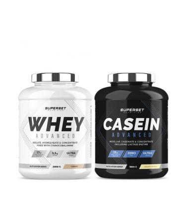 Superset Nutrition |Program for muscle building day & night - 100 % casein advanced vanilla creamy - 100 % whey protein advanced 2 kg cookies