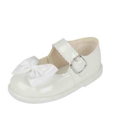 Early Days Baypods Toddler Shoes with Hard Sole Baby Girls First Walking Shoes with Anti-Slip Sole First Walkers Made in England 3 UK Child White Patent