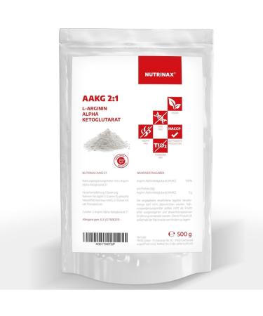 Nutrinax |AAKG 500G powder |L-arginine alpha-ketoglutarate 2: 1 |vegan without filling and additives |Amino acid arginine |100 portions |Premium quality - Buy Online on GoSupps.com