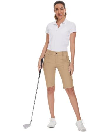 M MOEEPI Women's Khaki Golf Hiking Shorts - Quick Dry Knee-Length Stretch Shorts with Pockets | XX-Large - Buy Online on GoSupps.com
