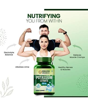 Potassium Citrate 800mg Supplement for Nerve, Muscle, Joint, and Bone Health - 120 Veg Tablets | Men & Women - Buy Online on GoSupps.com