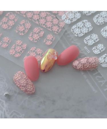 3D DIY Design Pink White Nail Sticker Art Embossed Manicure Decal(B) - Buy Online on GoSupps.com