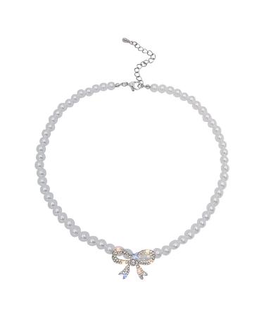 OralGos Elegant Necklace Sparkling Bowknot Fashion Pearl Necklace Elegant Necklace Suitable for Any Occasion