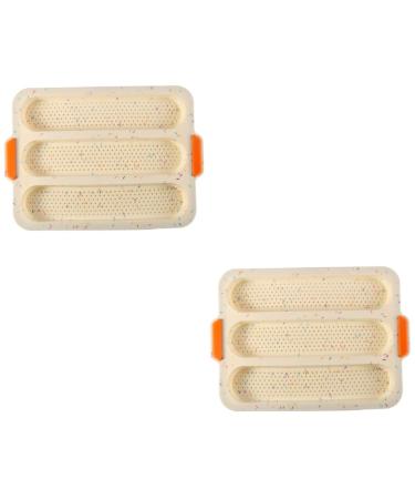HOMSFOU 2 Pcs 3 Bread Silicone Mold Bread Pan Forms Silicone Bread Baking Trays Silicone Baking Mold Silicone Molds Loaf Pan Bread Baking Tin White Silica Gel Cake Second Generation Toast 34.5x24cmx2pcs Whitex2pcs
