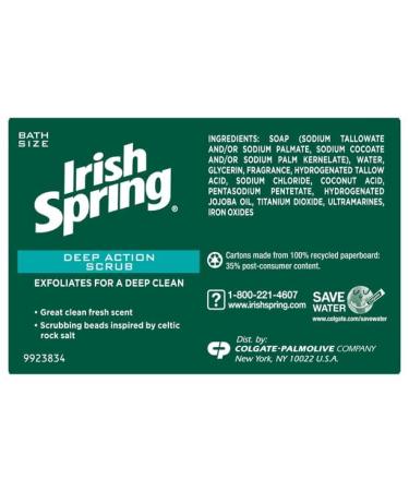 Irish Spring Deep Action Scrub Bar Soap 3 Pack - Invigorating Cleanse - Buy Online on GoSupps.com