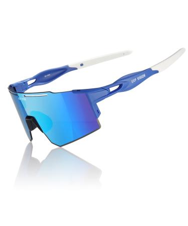 EXP VISION Polarized Cycling Glasses, UV 400 Sports Sunglasses Biking Goggles Running Hiking Golf Fishing Driving Blue