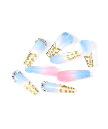 Brishow Ballerina Acrylic False Nails - 24 Long Crystal Press-On Coffin Nails for Women & Girls | International Shipping - Buy Online on GoSupps.com