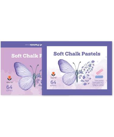 VIOLETTO Soft Chalk Pastels Set - 64 Colors + 2 Sticks - Non Toxic Dry Square Pastels for Artists, Kids, and Adults - Perfect for Painting and Hair Chalk - Short Pastels - Buy Online on GoSupps.com